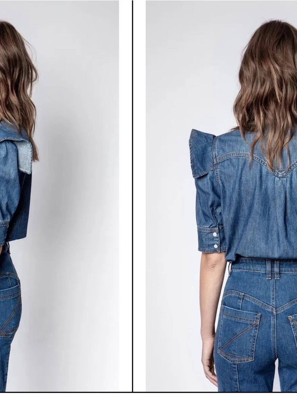 Zadig & Voltaire Toky Ruffle Denim Shirt - Picture 2 of 11